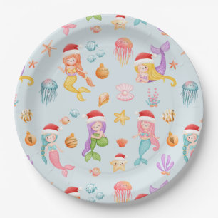 Mermaid Christmas Paper Plates
