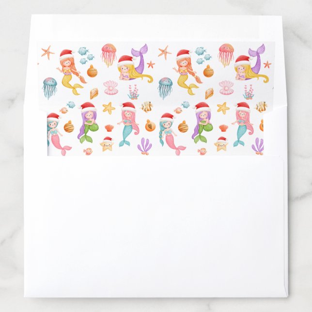 Mermaid Christmas Pattern Envelope Liner (In Envelope)