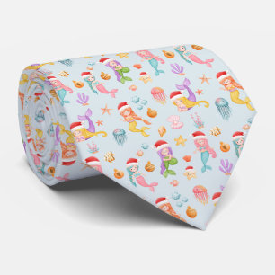 Mermaid Christmas Pattern Neck Tie