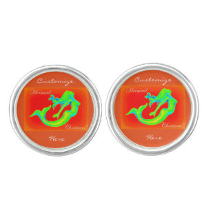 mermaid christmas red cufflinks