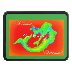 mermaid christmas red/green tow hitch cover
