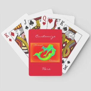 mermaid christmas red poker cards