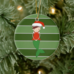 Mermaid Christmas Special Ceramic Ornament