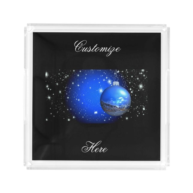 mermaid christmas starry sky acrylic tray (Front)