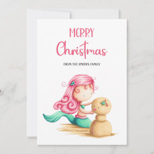 Mermaid Christmas Summer Beach Christmas Holiday Card