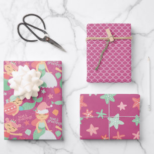 Mermaid Christmas Wrapping Paper Sheets