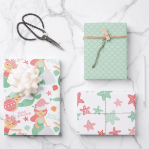 Mermaid Christmas Wrapping Paper Sheets