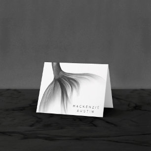 Mermaid Chrome Tail Silver Faux Shimmer Custom Letterpress Thank You Card