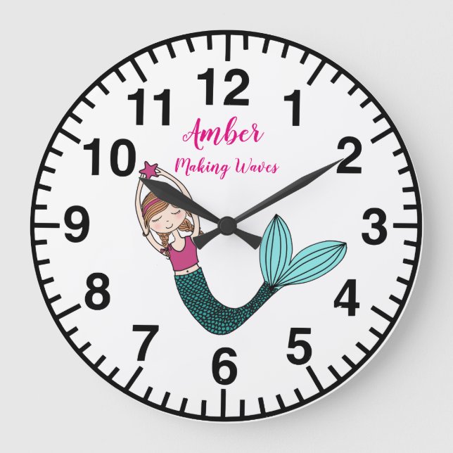 Mermaid Clock personalized name choose mermaid (Front)