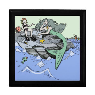 Mermaid coastal cute cartoon beach child art jewelry box