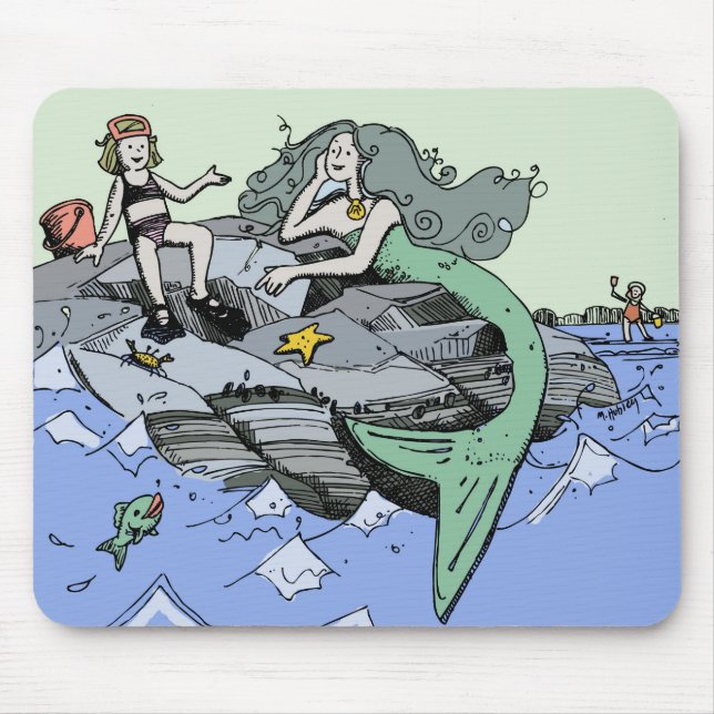 Mermaid coastal cute cartoon beach child art mouse pad (Front)