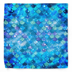 Mermaid Cobalt Blue Teal Green Bandana