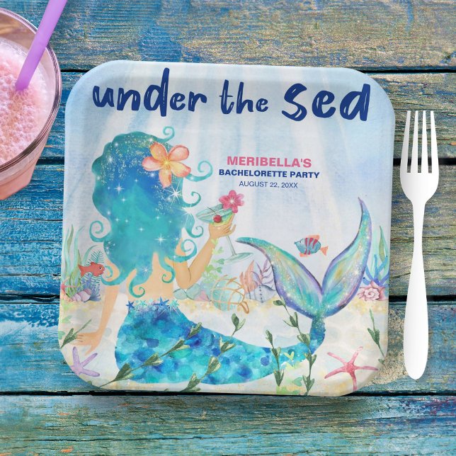Mermaid Cocktail Under The Sea Beach Bachelorette  Paper Plates (Creator Uploaded)