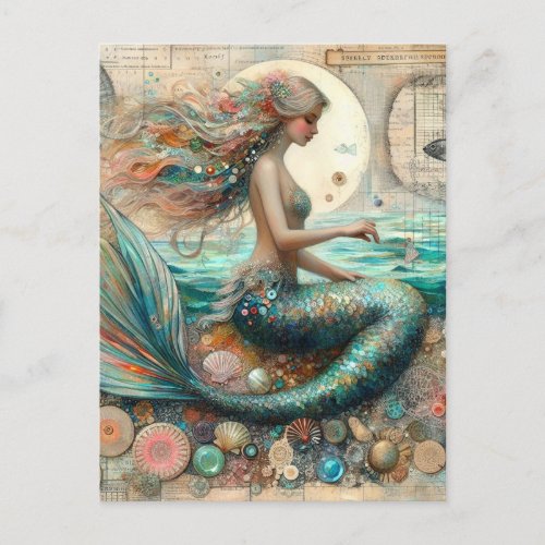 Mermaid Collage Postcard