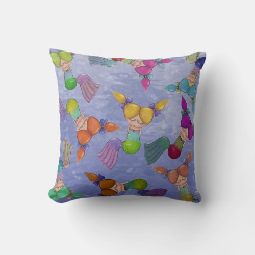 Mermaid Collage Throw Pillow