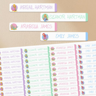 Mermaid Color Coded Girl Waterproof Name Labels