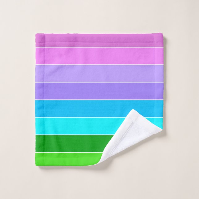Mermaid Color Stripes Bath Towel Set (Wash Cloth)