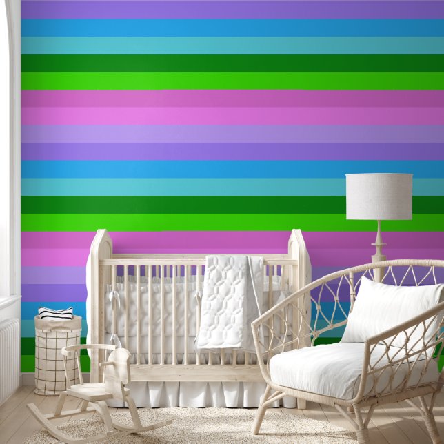 Mermaid Color Stripes Wallpaper (Kids)