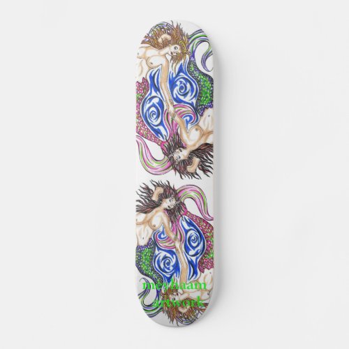 Mermaid colored artwork skateboard