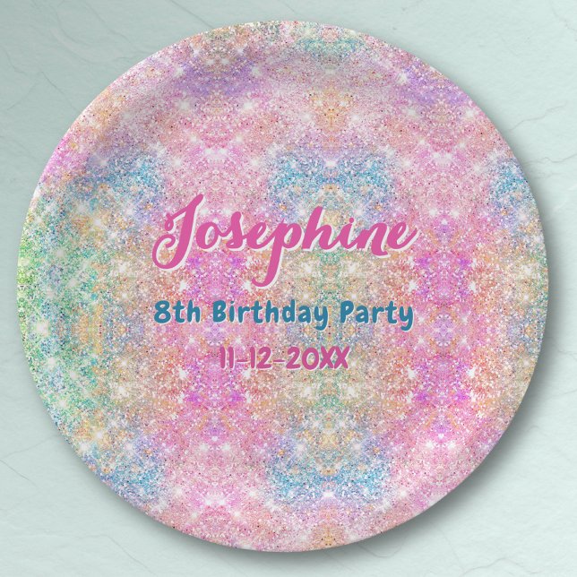 Mermaid colorful iridescent birthday custom paper plates (Creator Uploaded)
