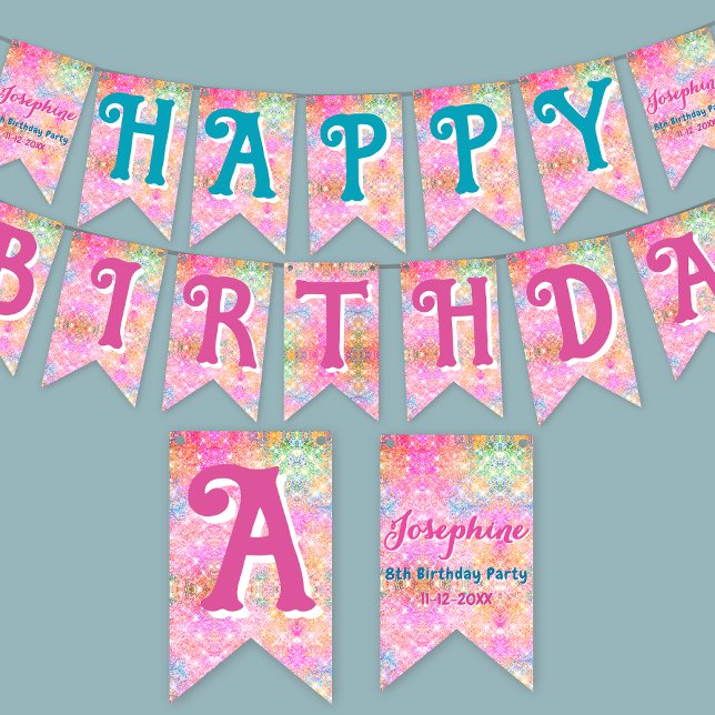 Mermaid colorful whimsical birthday custom bunting flags (Creator Uploaded)