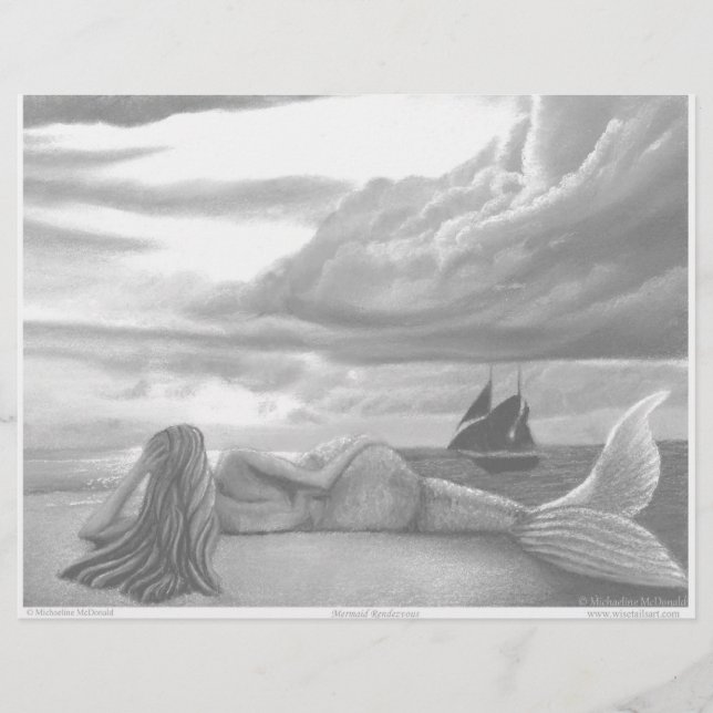 Mermaid Coloring Page (Front)