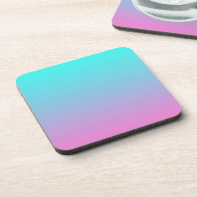 Mermaid colors gradient purple pink aqua ombre beverage coaster (Left Side)