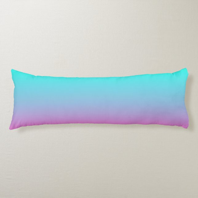 Mermaid colors gradient purple pink aqua ombre body pillow (Front)