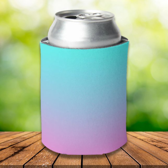 Mermaid colors gradient purple pink aqua ombre can cooler (Mermaid colors gradient purple pink aqua ombre can cooler)