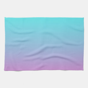 Mermaid colors gradient purple pink aqua ombre kitchen towel