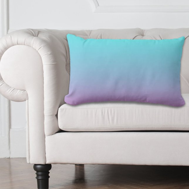 Mermaid colors gradient purple pink aqua ombre lumbar pillow (Mermaid colors gradient purple pink aqua ombre lumbar pillow)
