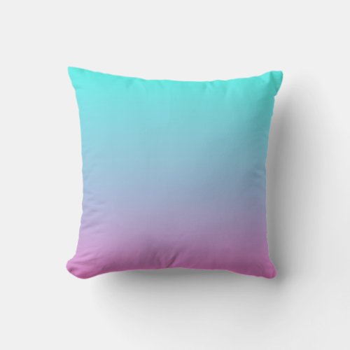 Mermaid colors gradient purple pink aqua ombre outdoor pillow