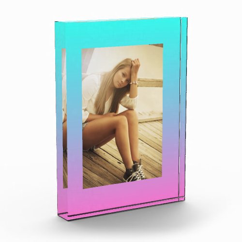 Mermaid colors gradient purple pink aqua ombre photo block