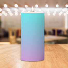 Mermaid colors gradient purple pink aqua ombre pillar candle