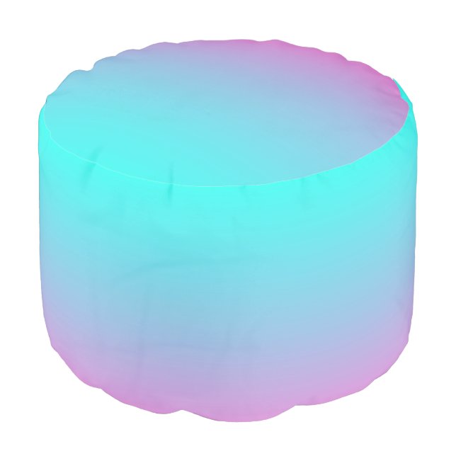 Mermaid colors gradient purple pink aqua ombre pouf (Angled Front)