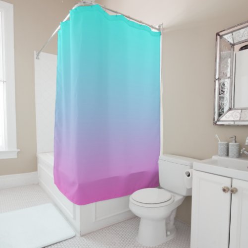 Mermaid colors gradient purple pink aqua ombre shower curtain