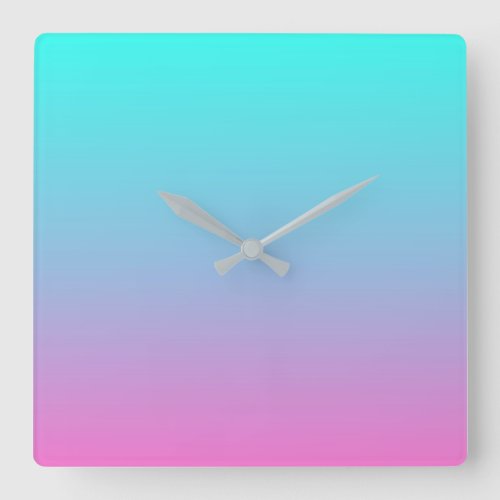 Mermaid colors gradient purple pink aqua ombre square wall clock