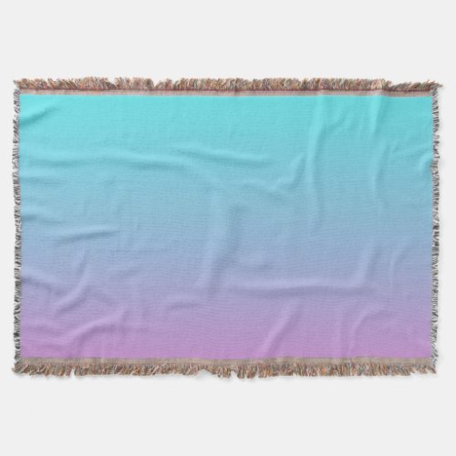 Mermaid colors gradient purple pink aqua ombre throw blanket