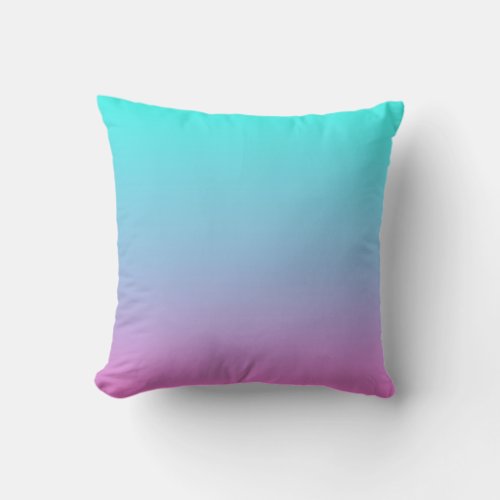 Mermaid colors gradient purple pink aqua ombre throw pillow