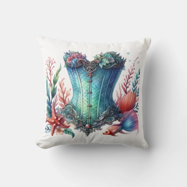 mermaid corset throw pillow (Front)