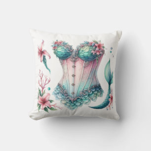 mermaid corset throw pillow