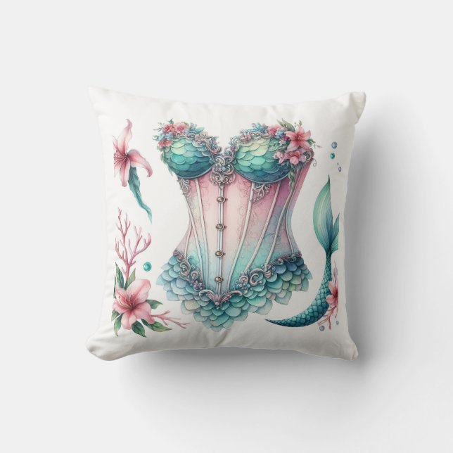 mermaid corset throw pillow (Front)