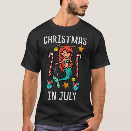 Mermaid Crab Christmas In July Cute Summer Xmas Gi T_Shirt