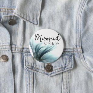 Mermaid Crew Aqua Mint Seafoam Luxe Bridal Party Button