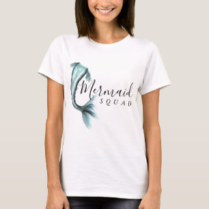 Mermaid Crew Aqua Mint Seafoam Luxe Bridal Party T-Shirt