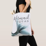 Mermaid Crew Aqua | Mint Seafoam Luxe Bridal Party Tote Bag<br><div class="desc">Sophisticated and minimal "Mermaid Crew/Squad" bachelorette or bridal party custom keepsake favor to show appreciation for your best friends and family that stood by you. This feminine "Under the Sea" theme features an elegant whimsical faux mixed metal glitter mermaid scale pattern and tail with a metallic iridescent sheen. For other...</div>