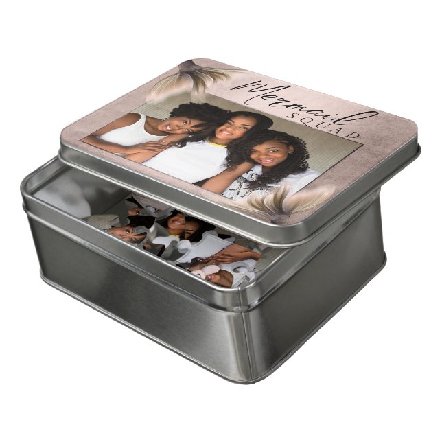 Mermaid Crew | Terracotta Soft Peach Friend Photo Jigsaw Puzzle (Lid Open)