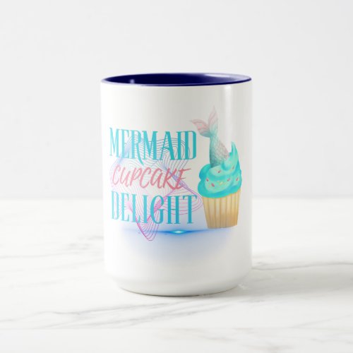Mermaid cupcake delight vibes blue mug