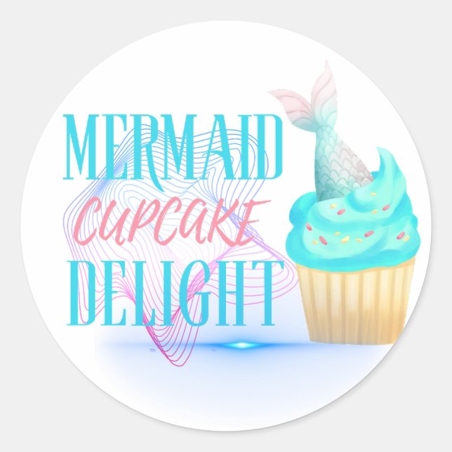 Mermaid cupcake delight vibes squad classic round sticker (Front)