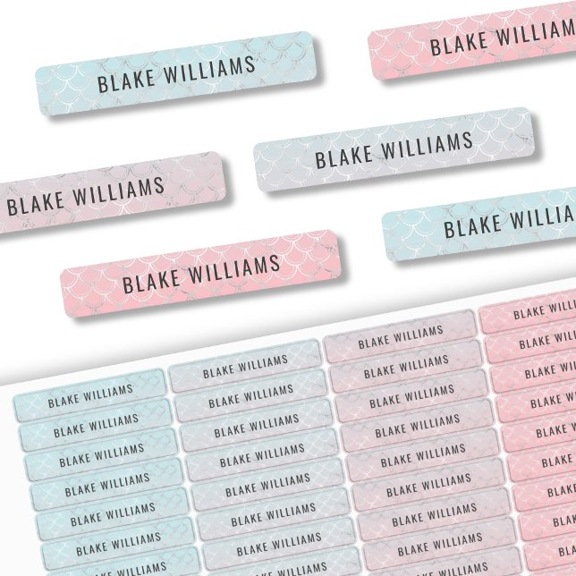 Mermaid Custom Girl Name School Waterproof Labels (Mermaid Custom Girl Name School Waterproof Labels)